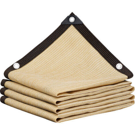 Filet D'ombrage avec œillets, Voile D'ombrage UV Toile D'ombrage, Voile D'ombrage Rectangulaire Tissu D'ombrage, pour Pergola Fleurs Patio Lawn Extérieur,Beige, 3×6m (1/2)