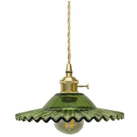 Forehill – Suspension en verre rétro E27 – Ø22 cm – Métal laiton – Tension AC 110-240V – Compatible ampoules LED – Pour pièces jusqu'à 15 m² (1/2)