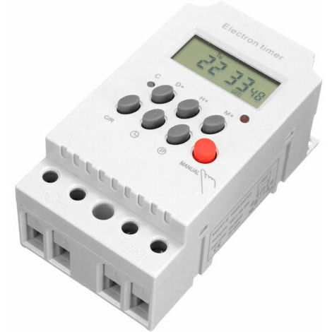 CHOYCLIT AC 220V 25A minuterie programmable numérique Rail Din minuterie électronique contrôleur de commutateur de temps avec horloge d'affichage LCD blanche blanche (1/2)