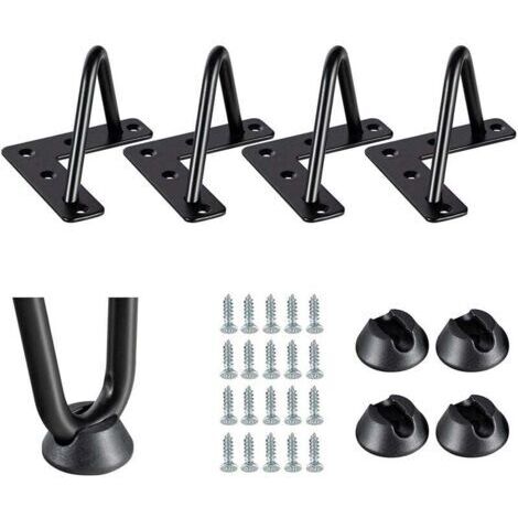 FOREHILL 4 Pcs Pieds Meubles en Épingle à Cheveux pour Armoire Chaise 10cm Jambes de Table en Métal avec Vis et Protecteurs de Sol (1/2)