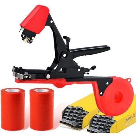 Machine à Lier Les Plantes à la Main, Outil de Jardinage Portable avec 20 Rouleaux de Rubans et 2 boîtes d'agrafes, Ruban adhésif agricole pour Plantes, tomates, concombres, Fruits, légumes (1/2)