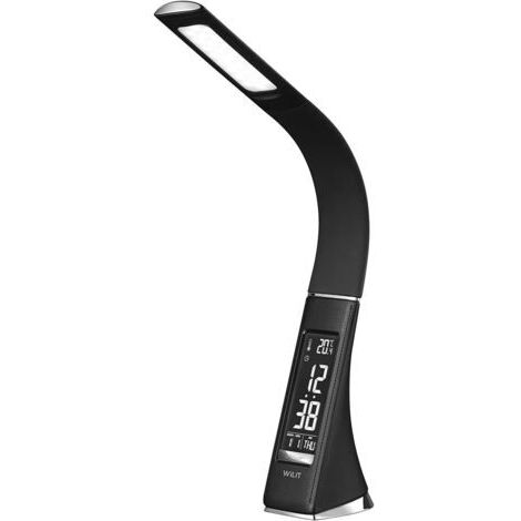 Lampe de Bureau Led, Lampe de Chevet Tactile avec 3 Niveaux de Luminosité, Lampe de Table LED avec Écran à Intensité Variable, Réveil, Calendrier, Affichage de la Température, Noir (1/2)