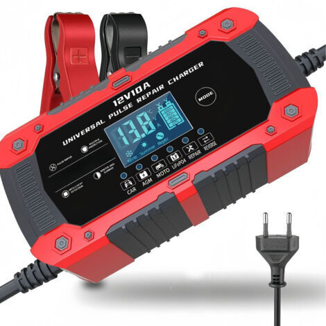Chargeur de Batterie 12V10A, Chargeur Batterie Lithium Polyvalent, Maintien Charge pour Voiture/Moto/Tondeus (1/2)