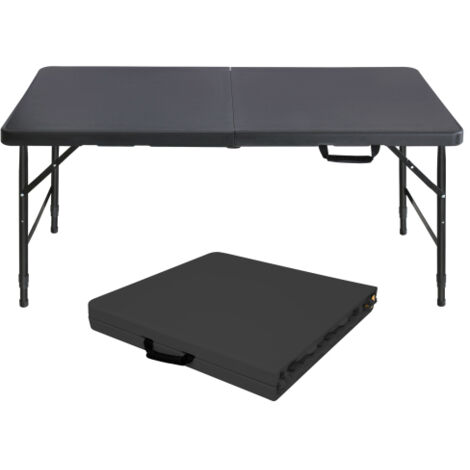Table pliante portable robuste de 125 cm avec poignée, hauteur réglable, multifonctionnelle, idéale pour le camping, les pique-niques et les fêtes en intérieur/extérieur, capacité de charge 135 kg (no (1/5)