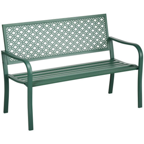 Banc de jardin, capacité de charge 280 kg, vert foncé, 127 x 63 x 83 cm, résistant aux intempéries et stable, idéal pour terrasse et jardin. (1/5)