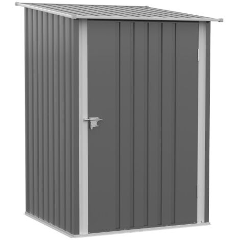 Abri de jardin en acier, 0,92 m², armoire de jardin verrouillable avec toit monopente, 100 x 103 x 160 cm, gris (1/5)