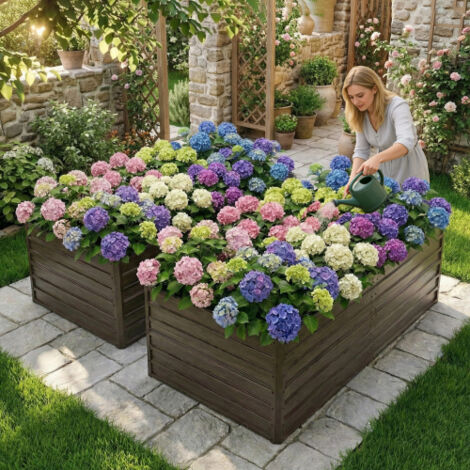 Carré de jardin surélevé en métal 219 x 112 x 64 cm, fond ouvert, kit de jardinage robuste, résistant aux intempéries et à la rouille, idéal pour les légumes, les fleurs, la terrasse et le jardin – as (1/5)