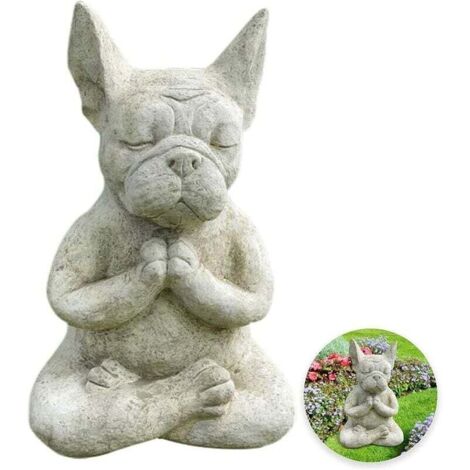 Statue de Bouddha Bulldog en méditation - Figurine de Chien de Yoga - Décoration de Table à Collectionner pour la Maison, Le Jardin, la Cour (1/5)
