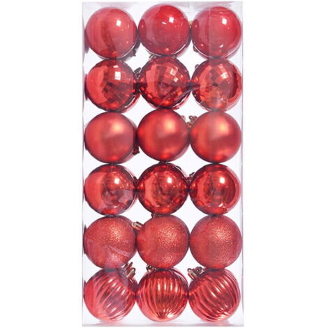 Lot de 36 Boules de Noël Assorties incassables pour Sapin de Noël, décoration à Suspendre, décoration saisonnière, fête, Mariage (Rouge, 3 cm) (1/5)