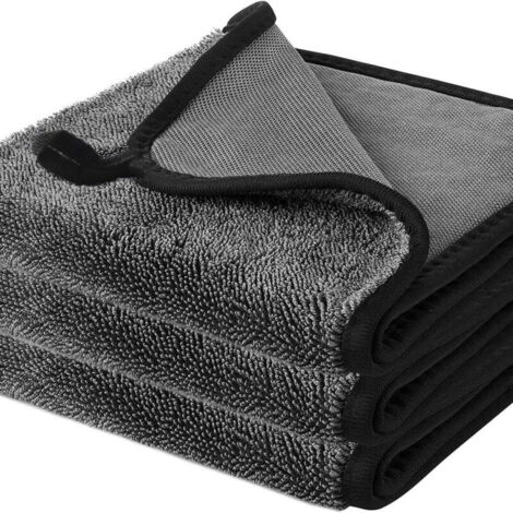 Lot de 3 serviettes de séchage Fast 40 x 60 cm pour cabine de douche et salle de bain (noir) (1/5)