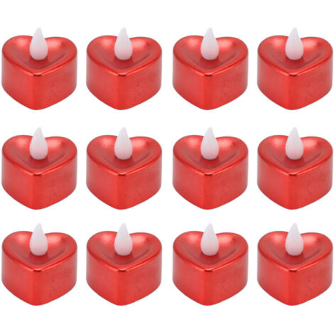 12 PCS Lampe à Bougie LED En Forme De Coeur Bougies Chauffe-plat De Noël Bougies à Piles Bougies Sans Flamme Pour Halloween Décorations De Fête De Mariage En Plein Air (1/5)
