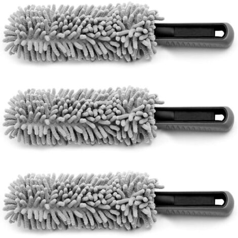 Lot de 3 Brosse de nettoyage flexible pour tous types de jantes gris 35x5cm saleté Brosses pour jantes
