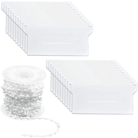 20 Pièces Poids de Store Vertical Lattes Inférieure 89 mm (3,5 Pouces) & 10m Plastique Chaînes Aveugles Verticales pour Kit de Réparation de Stores Verticaux Rideaux, Blanc (1/5)