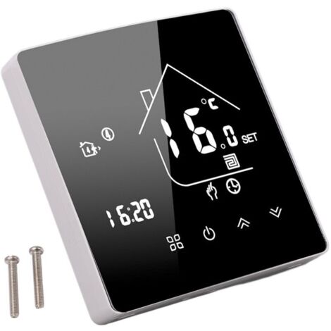 Thermostat numérique intelligent pour la maison, programmable 7 jours, Wi-Fi, écran tactile, commande vocale, installation facile, thermostat mural (type 86, 95-240 V, 16 A) (1/5)