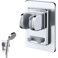 Support Pommeau de Douche, Support de Douche Sans Percage Fixation Adhésive Ultra Puissante, Porte Douchette avec Angle Complètement Ajustable, pour Toute Salle de Bain, Capacité de Charge 14