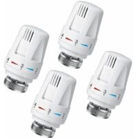 Tigrezy -Lot de 4 Tête Thermostatique Connectée Vanne Thermostatique Accessoire, Tete Thermostatique Radiateur, Tête de Remplacement de Vanne de Radiateur pour le Thermostat M30 x 1.5 White