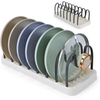 Organisateur de tiroir pour casseroles et poêles, rangement ajustable pour couvercles, organisateur universel pour couvercles de casseroles et poêles, gain de place pour placards, noir