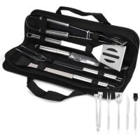 5Pcs Ustensiles Barbecue,Kit Barbecue Outil de Barbecue en Acier Inoxydable, Accessoire Barbecue, Ustensiles pour Barbecue, Accessoires Barbecue pour Jardin, Extérieur, Randonnée, Grillades