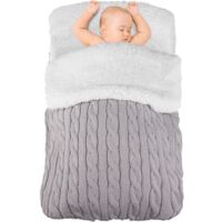Couverture d'emmaillotage d'hiver pour bébé de 0 à 12 mois, gigoteuse chaude pour nouveau-né filles et garçons (gris)