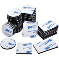Double Face Extra Fort,Adhesif Puissant Ruban Mousse 50 Pièces Carrés,50 Pièces Ronds et 10 Pièces Rectangulaires Sur le Sol, Portes,Plastiques, Verres et Métal Noir Patin Adhésif de Montage