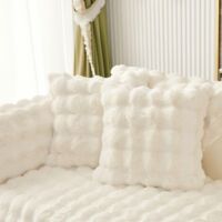 Housse de coussin en peluche douce pour canapé, couleur unie, décoration d’intérieur et unie pour canapé, décoration d'intérieur (beige, housse de coussin lombaire, 30 x 50 cm)