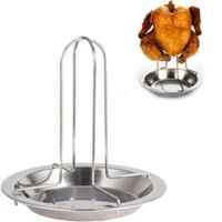 Asador de pollos plegable de acero inoxidable, accesorio para horno o parrilla, ideal para camping