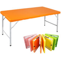 125cm Portable Heavy Duty Folding Table with Handle, Adjustable Height Foldable Table, Multi-Functional Fold up Table for Camping Picnic Parties Indoor/Outdoor, Capacity Weight 135KG (Orange)