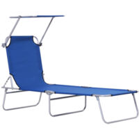 Tumbona con toldo – Tumbona de jardín plegable con respaldo ajustable en 4 posiciones – Tumbona de relax para camping y balcones – Tejido Oxford