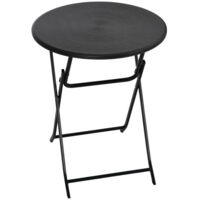 Runder Klapptisch Ø60 cm Garten-Esstisch mit dekorativer Holzoptik für Balkon Terrasse dunkelgrau