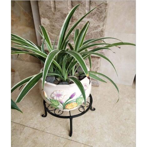 Produktbild von Pflanzenständer Aus Schmiedeeisen – 3er-Set, 23 Cm, 136 Kg Tragkraft, Rostfrei, Blumenmuster, Für Innen & Außen