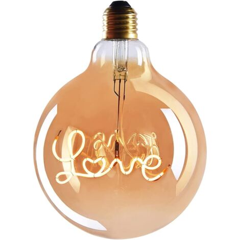 LED-Glühbirne „LOVE“ (1x E27 Edison Tube) – E27-Fassung – Dimmbare LED-Glühbirne – 4 W, Warmweiß, 230 V, EL27 – Vintage-Glühbirne/Retro-Glühbirne – Energieklasse A+ [Energieklasse G] (1/3)
