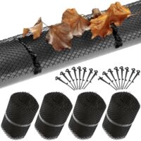 4x Dachrinnenabdeckungen mit 60 Befestigungsclips, 16 cm x 6 m
