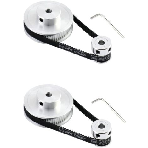 2 GT2 Synchronradsätze für 3D-Drucker, 20 & 60 Zähne, 5 mm Bohrung, Aluminium-Zahnriemenscheibe, 200 mm Länge, 6 mm Breite, Riemen (1/4)