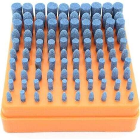 Set mit 100 Poliersteinen mit Spitzen für Dremel-Rotationswerkzeuge, 3 mm Schaft, Schleifscheibe für rotierende Werkzeuge mit aufgesetztem Polierkopf (Rot) (1/4)