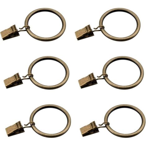 Set mit 30 bronzefarbenen Gardinenringen mit Clips/Hochwertige, dekorative Metall-Gardinenclips mit Ösen für Gardinen, Badezimmergardinen, passend für 1 1/4 Zoll Stangen