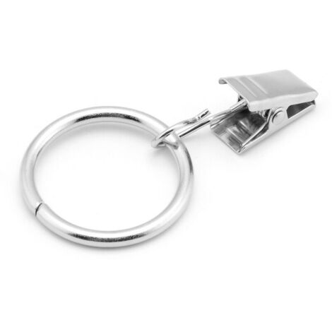 40 Stück Gardinenringe mit Clips, Metall-Aufhängeringe, Clipringe, 25 mm Innendurchmesser, Silber