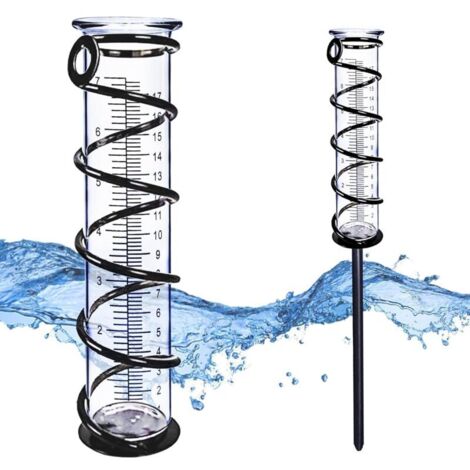 Regenmesser, Regenmesser aus Glas für den Außenbereich, Gartenregenmesser mit Erdspieß, Regenwassermessung mit Metallrahmen, dekorativ für Garten, Terrasse, Rasen und Landschaft