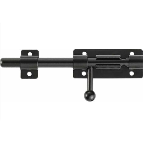 Hochbelastbarer Schieberiegel-Türverschluss mit Vorhängeschlossloch, mattschwarzer Edelstahl 304, 200 mm lang (1/2)