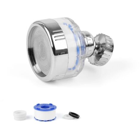 Antikalkfilter, 360 Grad drehbarer Edelstahl-PP-Baumwoll-Wasserhahnfilter, 4 cm Filterelement, Wasserhahnfilter