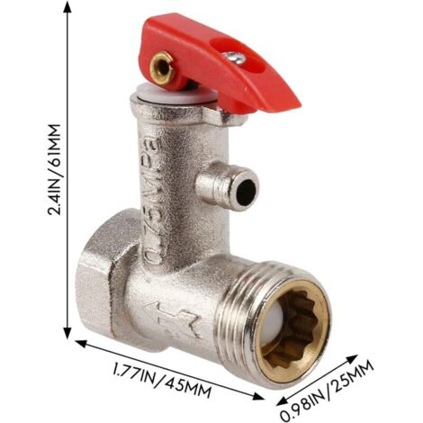 Rückschlagventil für Warmwasserbereiter, 1 Stück 0,9 MPa G1/2 Zoll Messing, Vernickeltes Sicherheitsventil, Druckentlastungsprüfung für Warmwasserbereiter