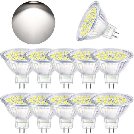 GU5.3 LED-Lampe, Kaltweiß 6000K, MR16 LED, AC/DC 12V, 3W, entspricht 30W Halogen, nicht dimmbare LED-Spotlampen, 10er-Pack [Energieklasse F]