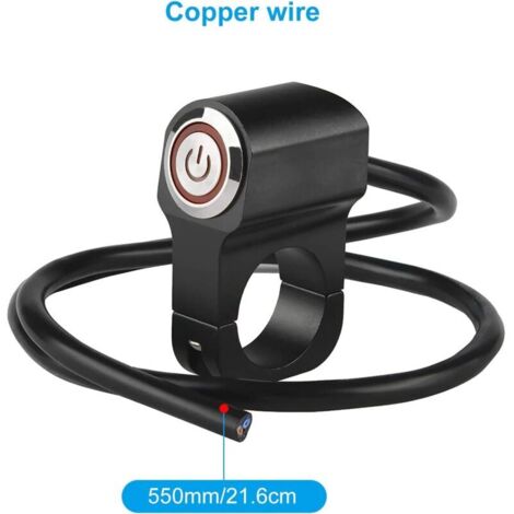 Guuzi 15A Verriegelnder Druckknopfschalter 220V – Wasserdicht IP67 Mit Roter LED, 22mm, SPST, Inkl. Kabel