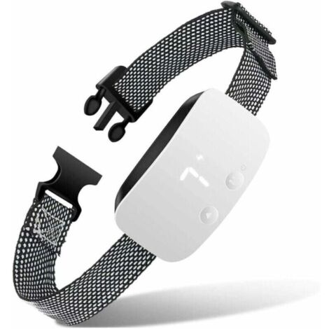 Anti-Bell-Hundehalsband mit Schock, Vibration und Summer – 7 einstellbare Empfindlichkeiten, wasserdicht und automatisch, weiß