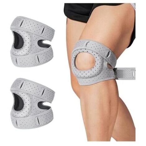 Orthopädische Knieorthese, verstellbare Patella-Knieorthese, 1 Paar, für Läufer, Tennisspieler und Patienten mit Patellararthritis (2, Grau)