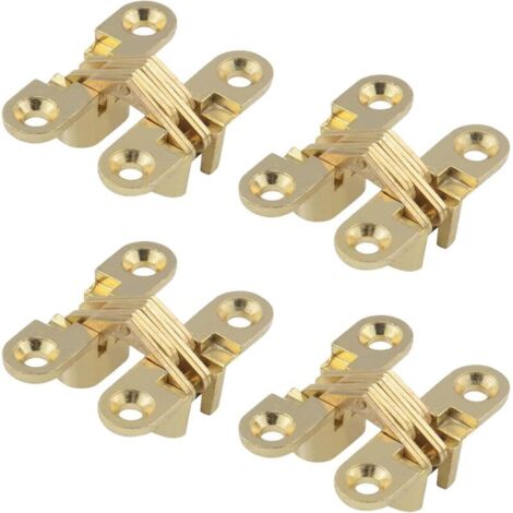 Verdeckte Scharniere, Kreuzscharniere, Unsichtbare Scharniere, Unsichtbare Kreuzscharniere für 180°-Falttüren, für Möbel, Holztüren, Schränke, Regale, Holzkisten, 4er-Pack