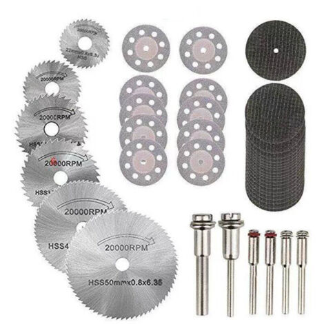 Mini-Diamanttrennscheibe, Mini-HSS-Kreissägeblatt und Mini-Harztrennscheibe (3-mm-Dorn) für Holz, Stein und Metall – 42-teiliges Set (1/4)
