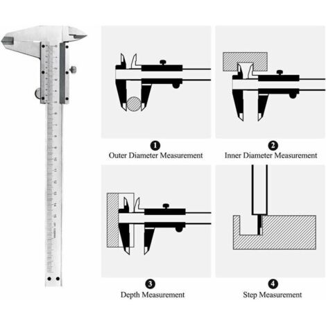 Retoo Digitaler Messschieber 150 Mm – LCD, Edelstahl, Spritzwassergeschützt, Für Innen-, Außen-, Tiefen- & Stufenmessung Edelstahl Messschieber 150 Mm