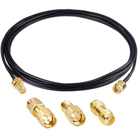 SMA-Stecker auf SMA-Buchse Koaxialkabel, RG174-Durchführung, 3 m Kabel mit 3 SMA-Koaxialadaptern (1/4)