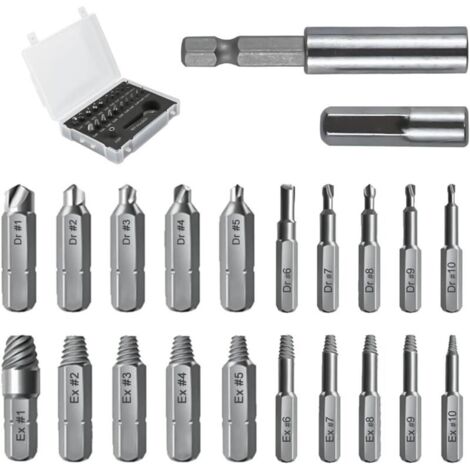 Set mit 22 Schraubenausdrehern, Doppelkopf-Schraubenausdreher-Set, Set zum Ausdrehen beschädigter Schrauben, Linkshänder-Ausdreher-Set, professionelles Schraubenausdrehwerkzeug, HSS-Schraubenausdreher