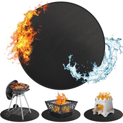 48-Zoll-Feuermatte für Lagerfeuer, runde Grillmatte für Grillabende im Freien, feuerhemmende Matte, doppelseitige feuerhemmende Matte für Smoker, Kamado, Terrasse, Rasen, Boden (1/4)